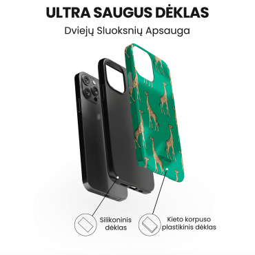 iphone 14 pro max telefono deklas zalios spalvos su zirafa