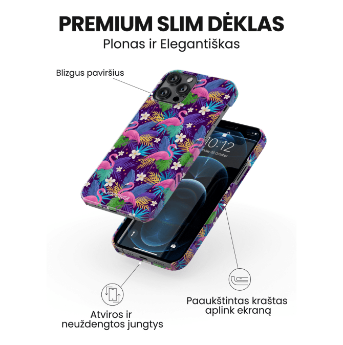 iphone 14 pro telefono dekliukas su flamingais