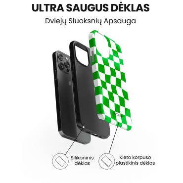 prabangus iphone 14 telefono dekliukas baltos ir zalios spalvos languotas