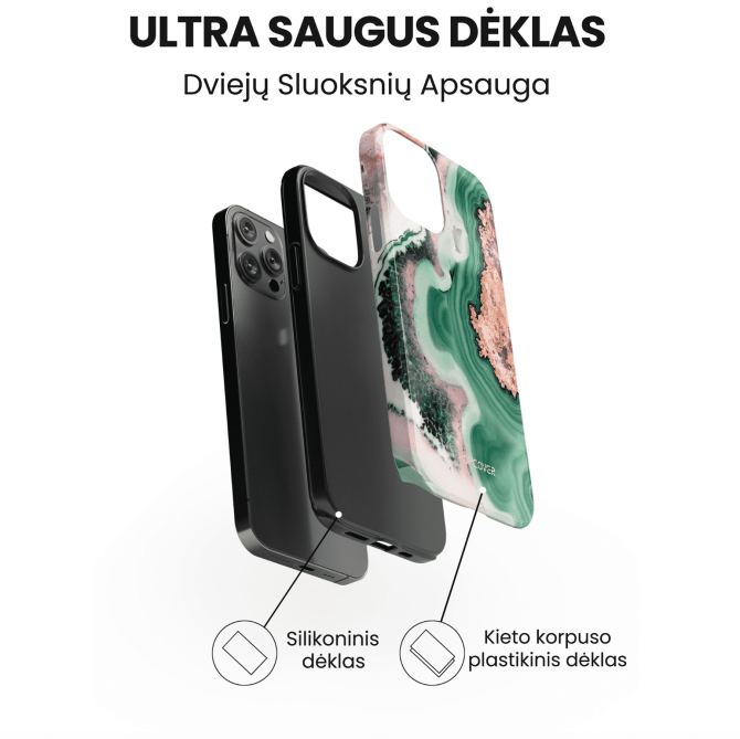 Apple iphone 14 telefono deklas zalias marmuras