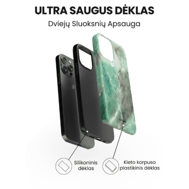 Hopcover iPhone telefono dekliukas zalios spalvos marmuras