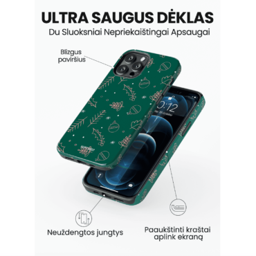 Hopcover iPhone telefono dekliukas kaledinis sventinis zalios spalvos